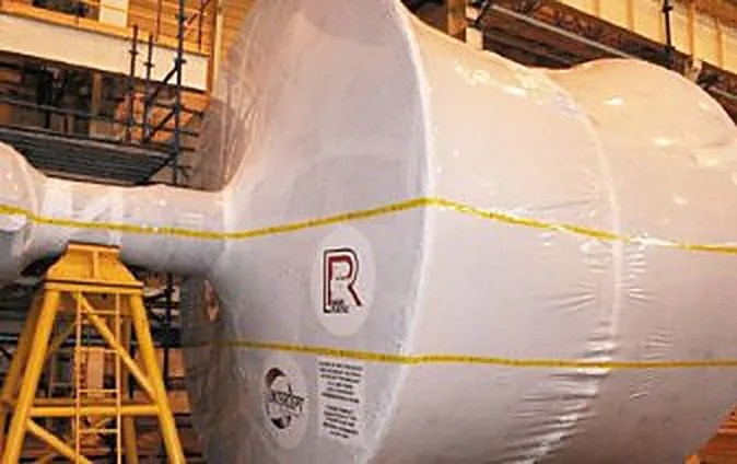 Turbina embalada com filme Intercept